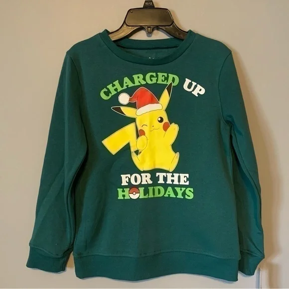 NWT. POKÉMON Boys’ Pikachu Holiday Sweatshirt - Picture 3 of 4